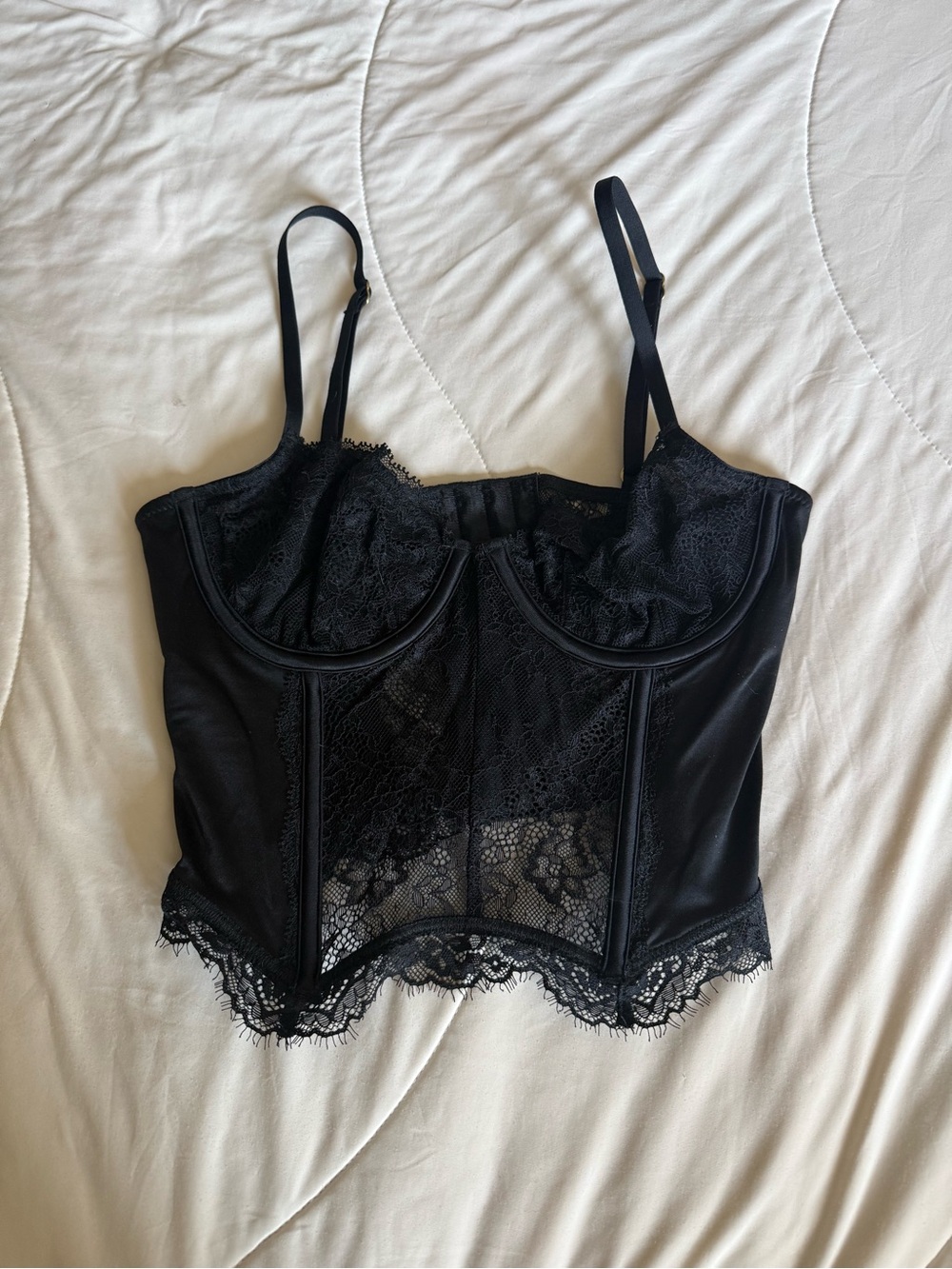 XS Abercrombie & Fitch Black Lace Bustier Crop Top